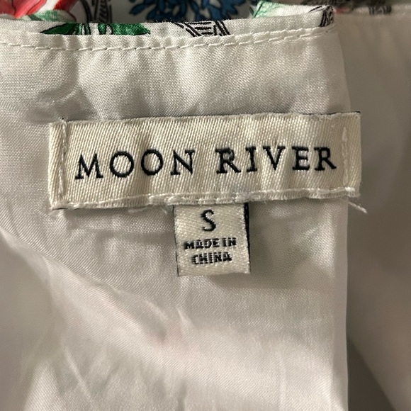 Anthropologie Moon River Floral Puff Sleeve Corset Midi Dress - Picture 7 of 7